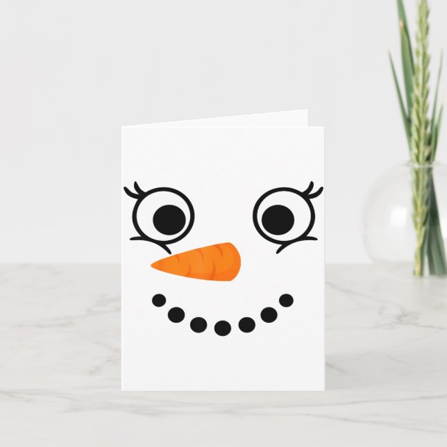 Tarjeta Winter Snowman Face Eyelashes Christmas Xmas Fun D (Anverso)