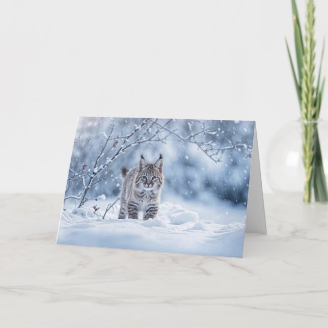 Tarjeta Winter Solstice with Bobcat and Snow (Anverso)
