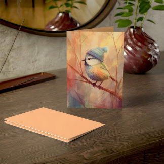 Tarjeta Winter Songbird in Knit Hat | Wax Flower Greeting