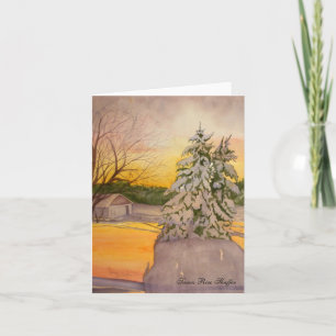 Tarjeta Winter Sunrise on the Farm Note Card