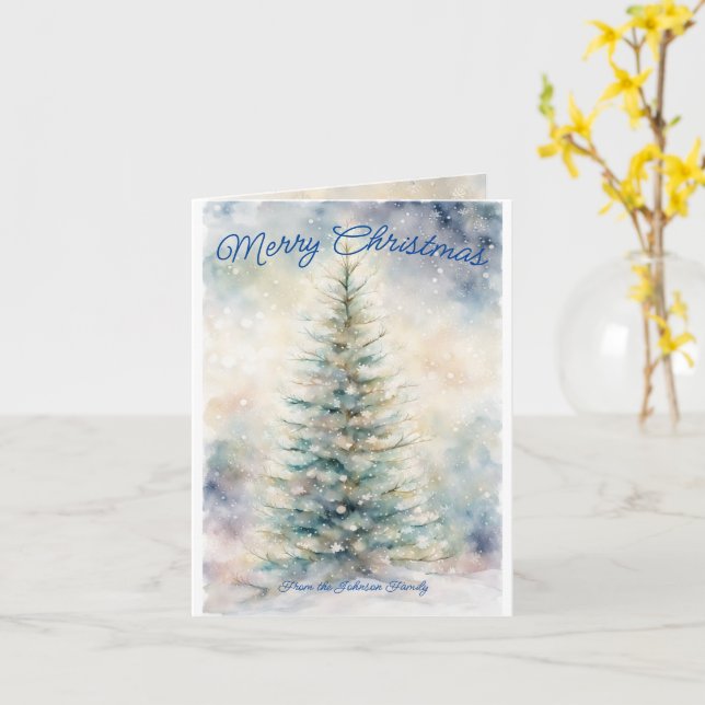 Tarjeta Winter Whimsy: Navidades de acuarela personalizado (flor amarilla)