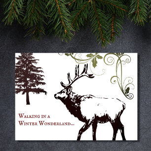 Tarjeta Winter Wonderland Elk Felices Fiestas Navidades