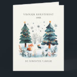 Tarjeta Winter Woodland Vrolijk Kerstfeest Saludo<br><div class="desc">Por la familia de los Navidades. Tarjeta de saludo Vrolijk Kerstfeest de invierno,  que se puede personalizar en el frente y en el interior. Para amigos y familia,  estos Navidades.</div>