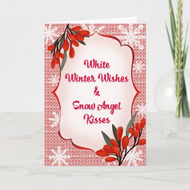 Tarjeta Winterberry White Winter Wiers Kisses de Angel de  (Anverso)