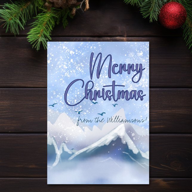 Tarjeta Wintery Luke 1:14 Alégrense De Sus Navidades Nacid (Rejoice At His Birth Luke 1:14 Bible Verse Christmas Card)
