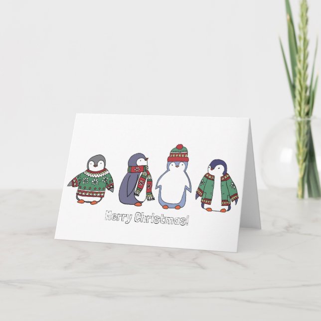 Tarjeta Wintery Penguins (Anverso)