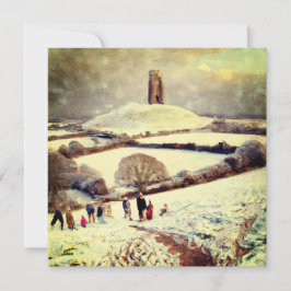 Tarjeta Wintry Glastonbury Tor