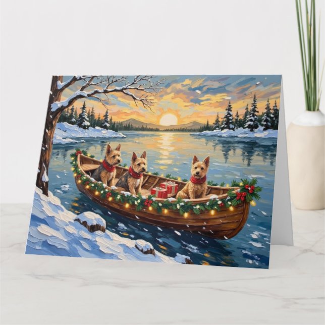 Tarjeta Wire Fox Terrier Christmas Boat Holiday (Anverso)