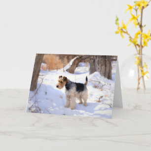 Tarjeta Wire Fox Terrier Deja Que Nieva Navidades