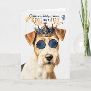 Tarjeta Wire Fox Terrier Rey por Día Cumpleaños Divertido