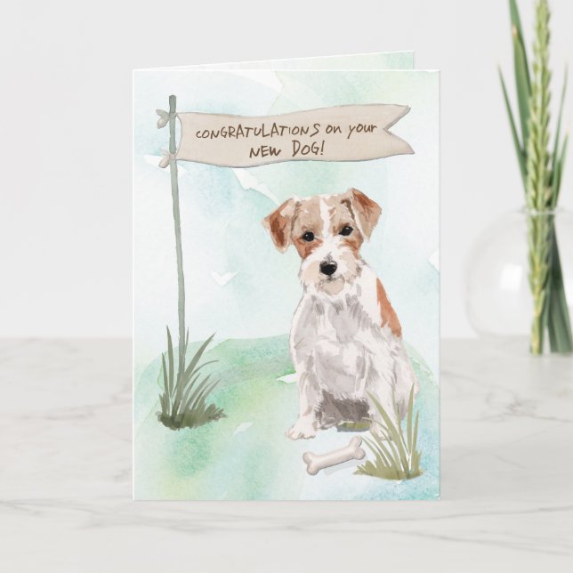 Tarjeta Wire Haired Jack Russell felicitaciones a un perro (Anverso)