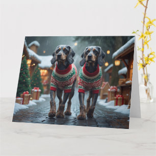 Tarjeta Wired Haired Apuntando Nieve a Navidades de Perros