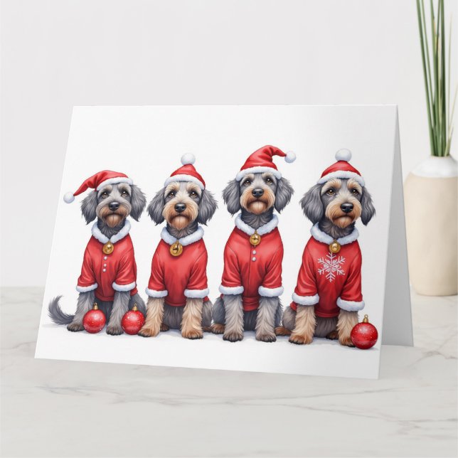 Tarjeta Wirehaired Pointing Griffon Christmas Dress Santa  (Anverso)