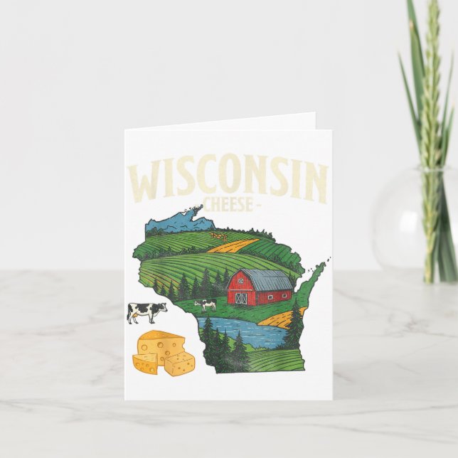 Tarjeta Wisconsin Cheese State Pride Farm Dairy Lover Gift (Anverso)
