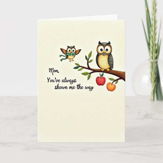 Tarjeta Wise Mother Owl Illustration Card (Anverso)