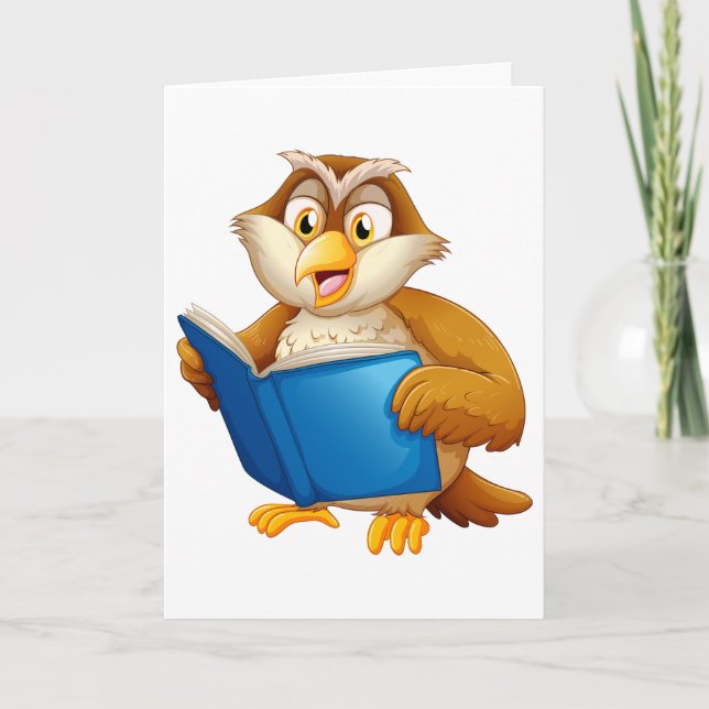 Tarjeta Wise Owl Reading Book (Anverso)