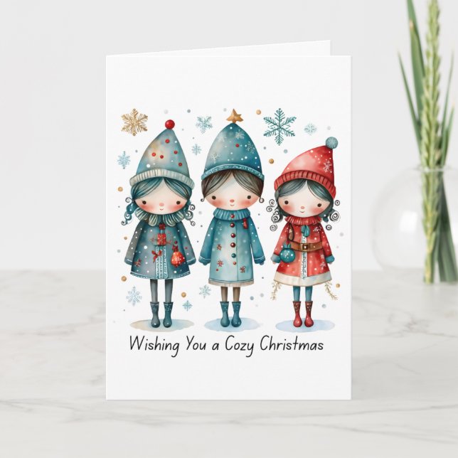 Tarjeta Wishing You a Cozy Christmas Folded Greeting Card (Anverso)