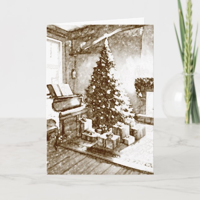 Tarjeta Wishing You The Best Wonderful Christmas Nostalgia (Anverso)