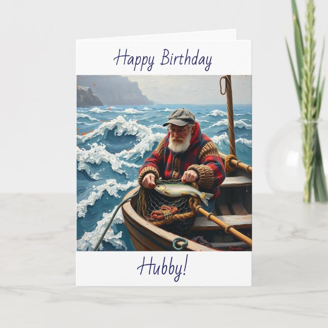 Tarjeta Wishing your Husband a Happy Birthday | Fishing  (Anverso)