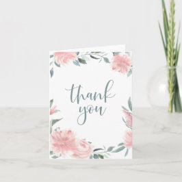 Tarjeta Wispy Pink Watercolor Floral Gracias