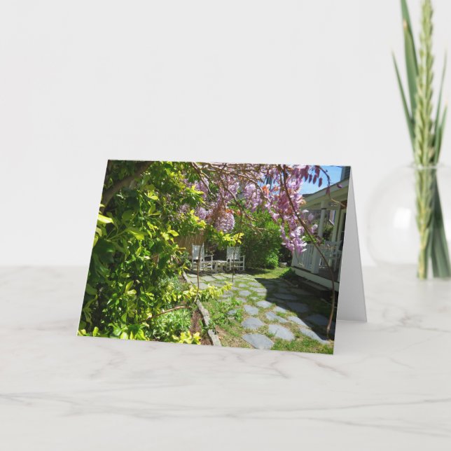 Tarjeta Wisteria y sillas de roca - Viñetería de Martha (Anverso)