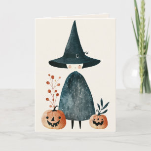 Tarjeta Witch and Jack o Lanterns Happy Halloween