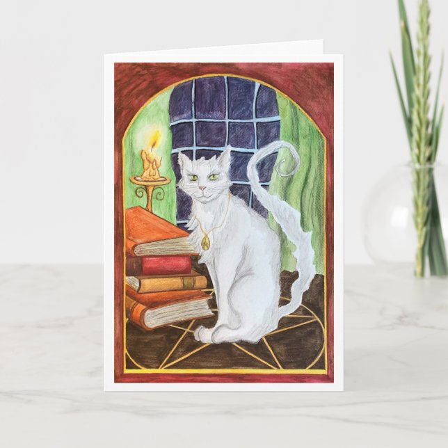 Tarjeta Witch Cat greeting card (Anverso)