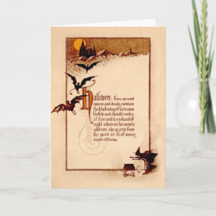 Tarjeta Witch Cauldron Bat Full Moon