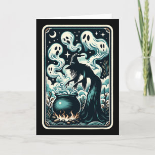 Tarjeta Witch Ghost Cauldron Gothic Supernatural Tarot Car