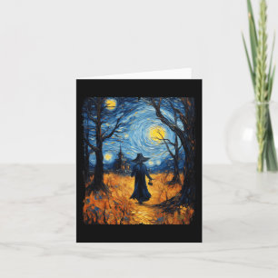 Tarjeta Witch Halloween Starry Night Van Gogh Costue Art