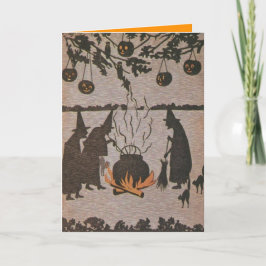 Tarjeta Witch Jack O' Lantern Cauldron Owl