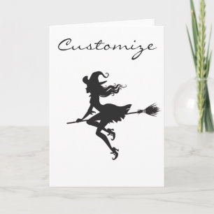 Tarjeta Witch Riding Broom Halloween Thunder_Cove