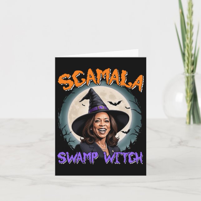 Tarjeta Witch Scamala Harris Anti Kamala Halloween Black P (Anverso)