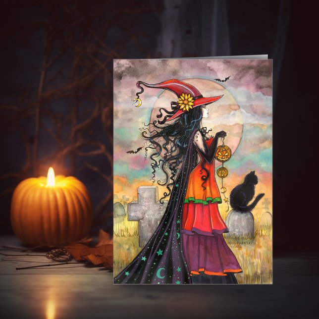 Tarjeta Witch Way Halloween Witch Art (Subido por el creador)
