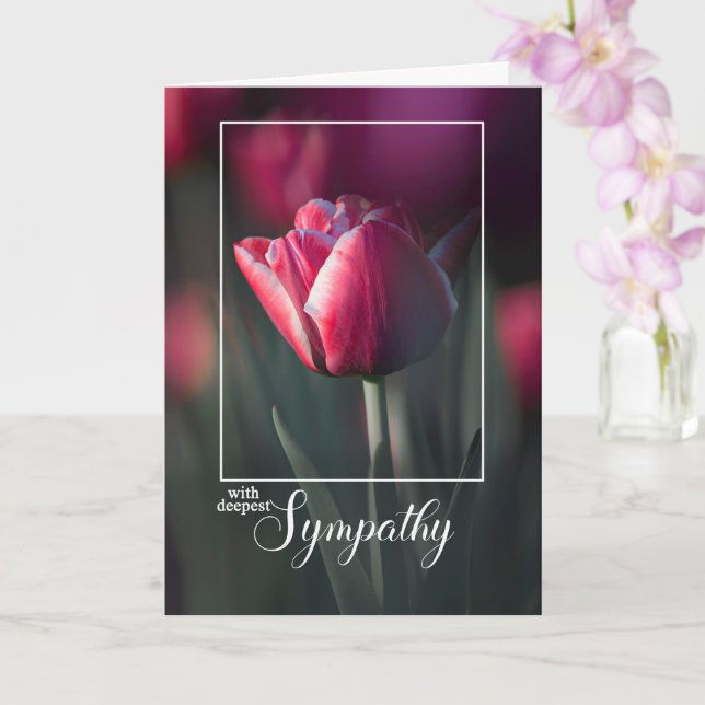 Tarjeta With Deepest Sympathy Rich Pink Tulip (Orquídea)