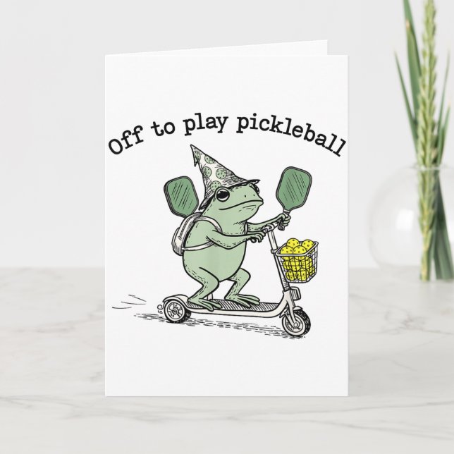 Tarjeta Wizard Frog Hold Racket Scooter Ride Off To Play P (Anverso)