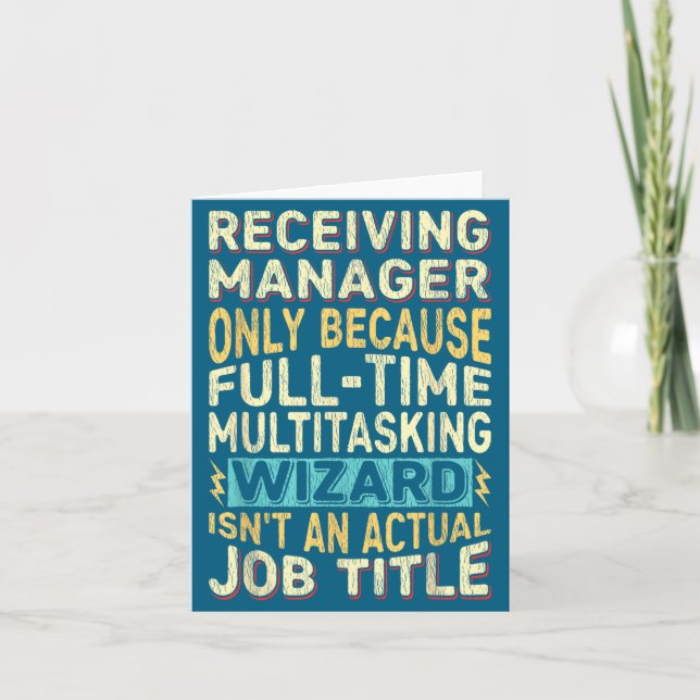 Tarjeta Wizard Job Title Quote - Funny Receiving Manager  (Anverso)