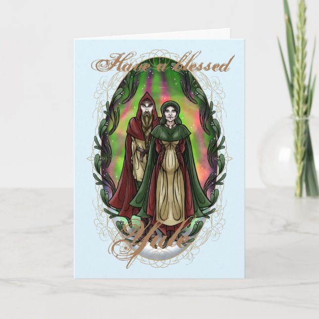 Tarjeta Woden & Fríge: Saludos a Yule (Anverso)