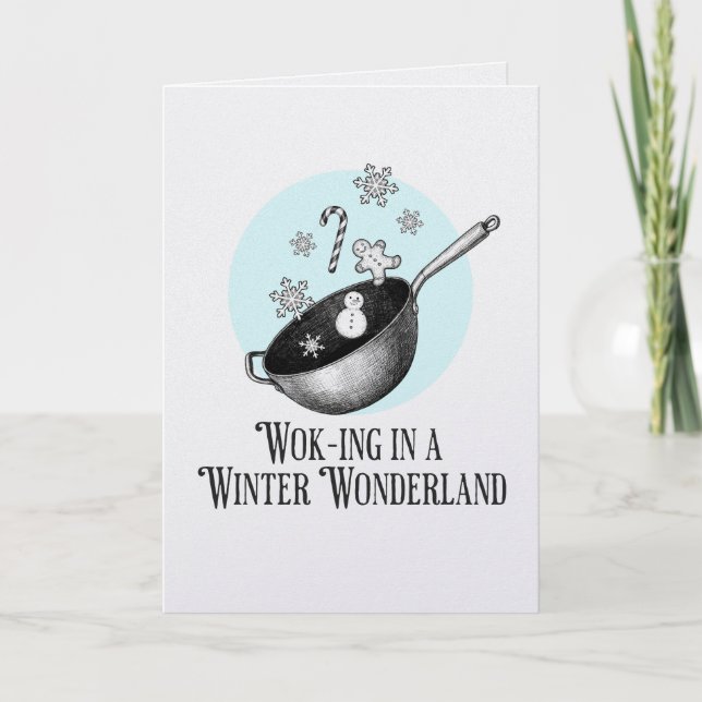 Tarjeta Wok Walking in a Winter Wonderland punny card (Anverso)