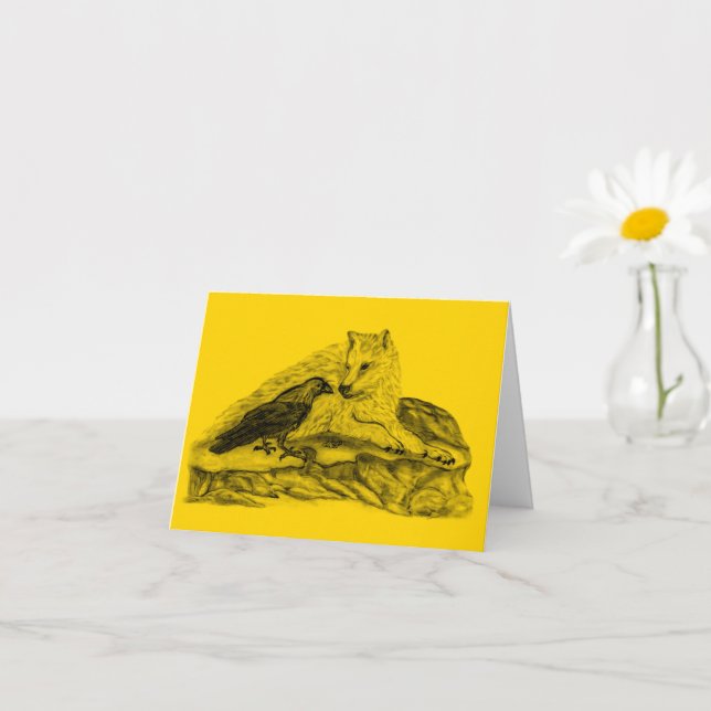 Tarjeta Wolf and Raven - Diseño negro y amarillo (Planta pequeña)