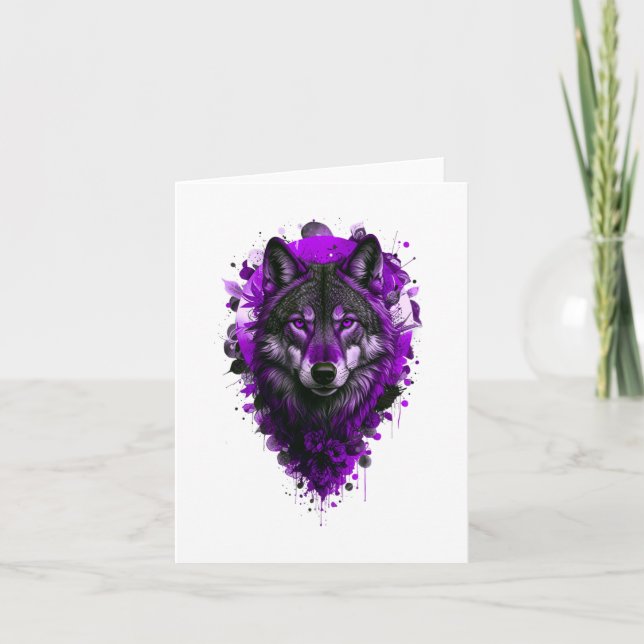 Tarjeta Wolf Art - Pegatina púrpura (Anverso)