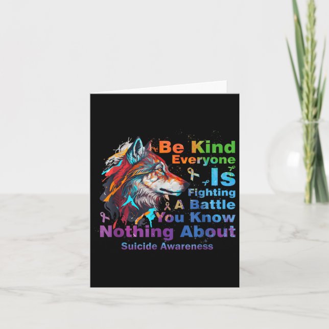 Tarjeta Wolf Be Kind Suicide Awareness Mental Health Suprt (Anverso)