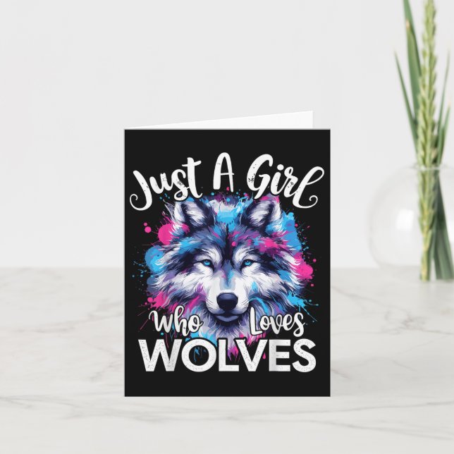 Tarjeta Wolf Face Sólo Un Chica Que Ama A Los Lobos (Anverso)
