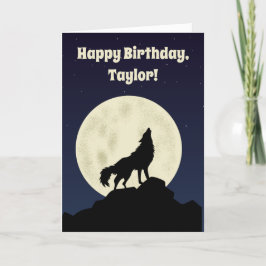 Tarjeta Wolf Howling en el Ilustracion de la Luna Personal