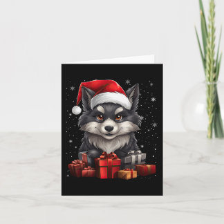 Tarjeta Wolf Santa Claus Navidades Gorras Nieve Navidad Pa