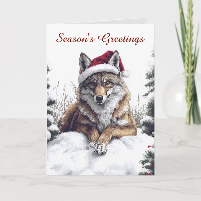 Tarjeta Wolf Santa Navidades Card (Anverso)