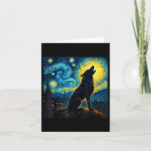 Tarjeta Wolf Starry Night Howling Moon Graciosos Regalos P