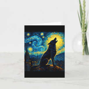 Tarjeta Wolf Starry Night Howling Moon Graciosos Regalos P