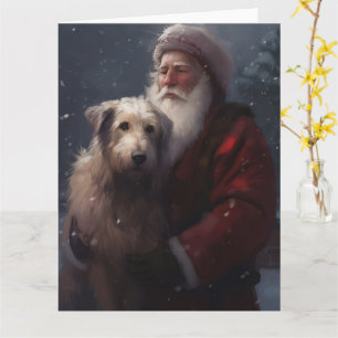 Tarjeta Wolfhound Con Navidades festivos de Santa Claus