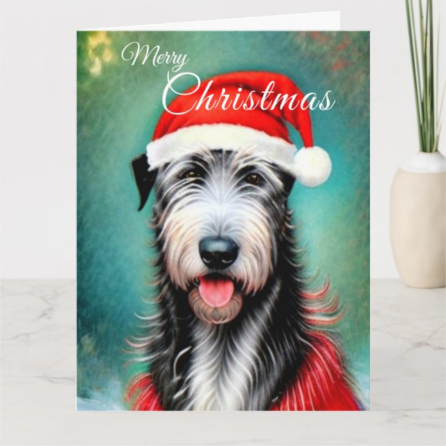 Tarjeta Wolfhound de Irlanda para navidades (Anverso)